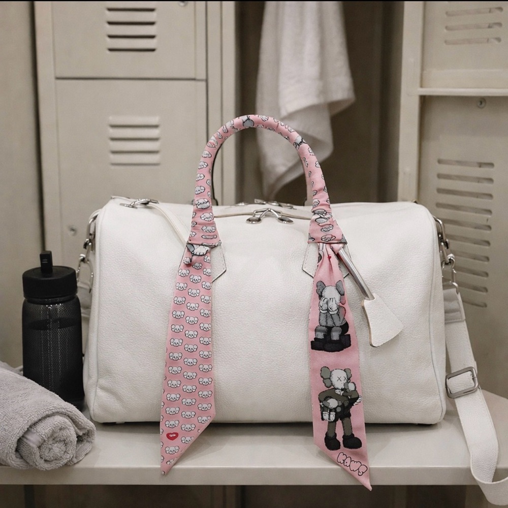 UNISEX UNIQLO KAWS STYLE PINK SKINNY SCARF BANDEAU HAIR TIE BAG HANDLE WRAP BELT